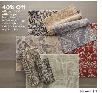 JC Penney Microfiber or tufted accent rugs offer