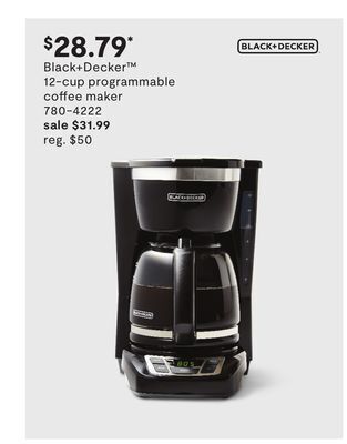 JC Penney Black + decker™ 12-cup programmable coffee maker offer