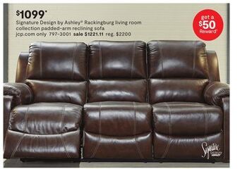 JC Penney Signature design by ashley® rackingburg living room collection padded-arm reclining sofa offer