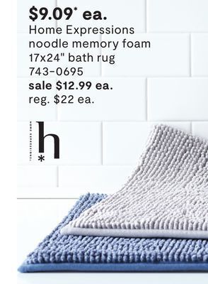 JC Penney Home expressions noodle memory foam 17x24" bath rug offer