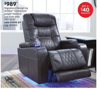 JC Penney Signature design by ashley® composer power recliner offer
