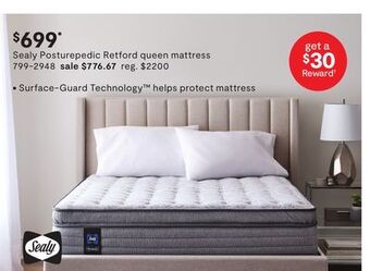 JC Penney Sealy posturepedic retford queen mattress offer