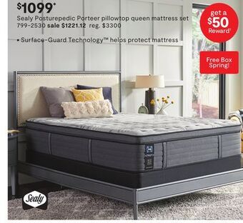 JC Penney Sealy posturepedic porteer pillowtop queen mattress set offer