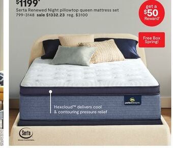 JC Penney Serta renewed night pillowtop queen mattress set offer