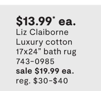JC Penney Liz claiborne luxury cotton 17x24" bath rug offer