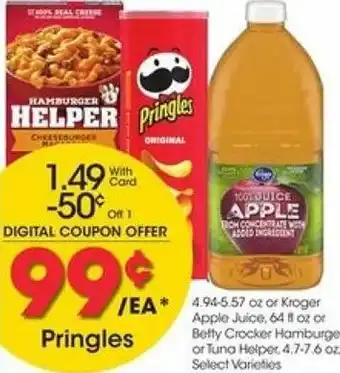 Kroger Pringles, Kroger Apple Juice offer