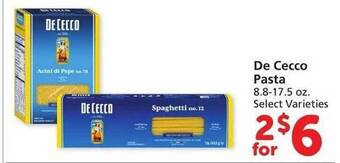 Vons De cecco pasta offer