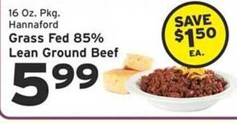 Hannaford Hannaford grass fed 85% lean ground beef offer