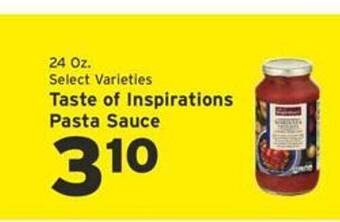 Hannaford Taste of inspirations pasta sauce offer