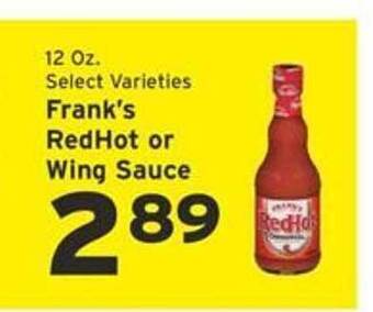 Hannaford Frank's redhot or wing sauce offer