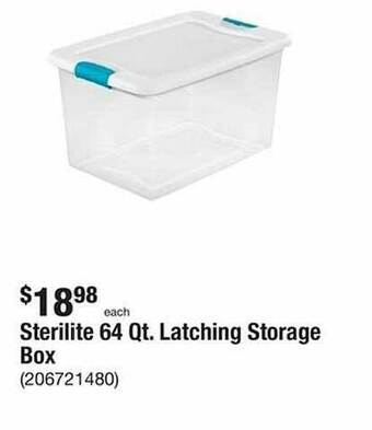 The Home Depot Sterilite 64 qt. latching storage box offer