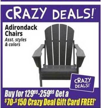 Ocean State Job Lot Adirondack chairs offer