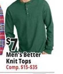Ocean State Job Lot Men's better knit tops offer