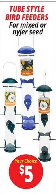 Ocean State Job Lot Tube style bird feeders offer