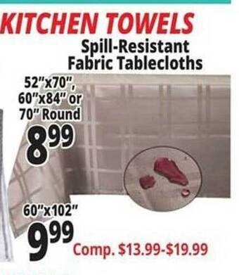 Ocean State Job Lot Spill-resistant fabric tablecloths offer