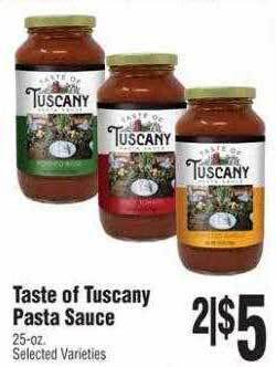 Rosauers Taste of tuscany pasta sauce offer