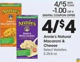 Kroger Annie's Natural Macoroni & Cheese 5.25-6 oz offer