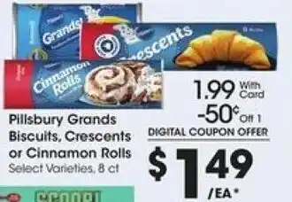 Kroger Pillsbury Grands Biscuit, Crescents or Cinnamon Rolls offer
