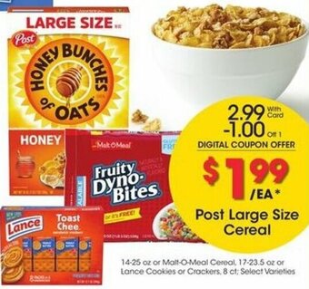 Kroger Post Large Size Cereal offer