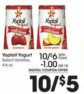 Kroger Yoplait Yogurt 4-6 oz offer