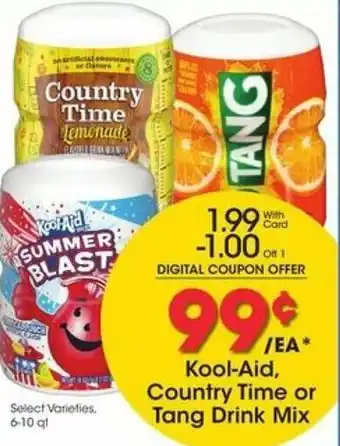 Kroger Kool-Aid, Country Time or Tang Drink Mix offer