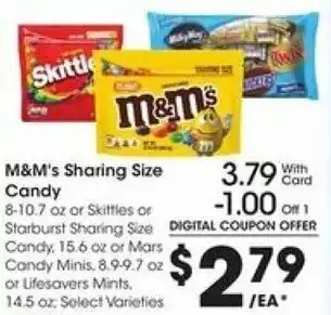 Kroger M&M's Sharing Size Candy 8-10.7 oz offer