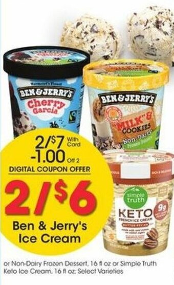 Kroger Ben&Jerry's Ice Cream 16 oz offer