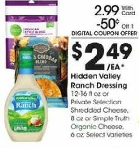 Kroger Hidden Valley Ranch Dressing offer