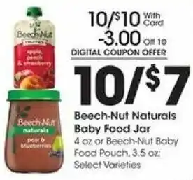 Kroger Beech-Nut Naturals Baby Food Jar 4 oz offer