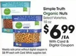 Kroger Simple Truth Organic Nuts 10 oz offer