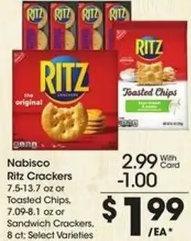 Kroger Nabisco Ritz Crackers 7.5-13.7 oz offer