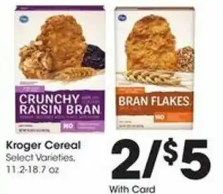 Kroger Kroger Cereal 11.2-18.7 oz offer