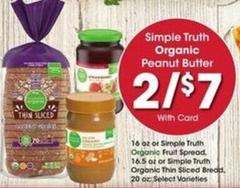 Kroger Simple Truth Organic Peanut Butter 16 oz offer