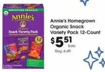 Kroger Annie's Homegrown Organic Snacks Variety Pack offer
