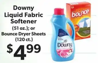 Family Fare Downy Liquid Fabric Softener or Bounce Dryer Sheets offer