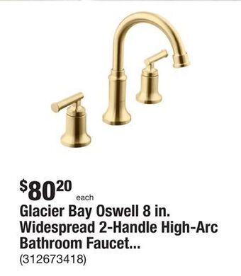 The Home Depot Glacier bay oswell 8 in. widespread 2-handle high-arc bathroom faucet in matte gold offer