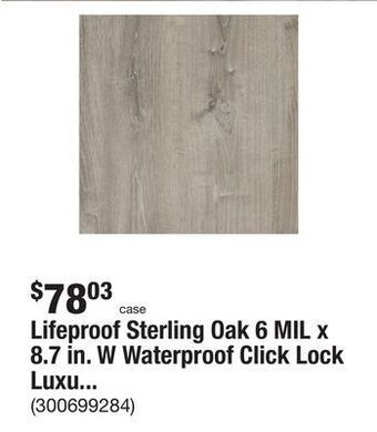 The Home Depot Lifeproof sterling oak 6 mil x 8.7 in. w waterproof click lock luxury vinyl plank flooring (20.06 sq. ft./case) offer