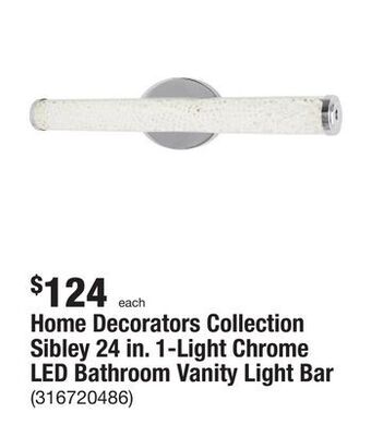 The Home Depot Home decorators collection sibley 24 in. 1-light chrome led bathroom vanity light bar offer