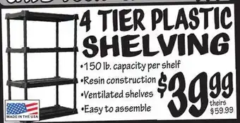 Ollie's 4 tier plastic shelving offer