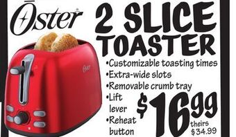 Ollie's Oster 2 slice toaster offer