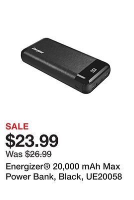 Office Depot Energizer® 20,000 mah max power bank, black, ue20058 offer