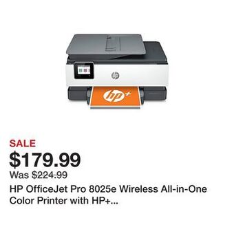 Office Depot Hp officejet pro 8025e wireless all-in-one color printer with hp+ (1k7k3a) offer