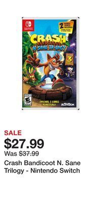 Game Stop Crash bandicoot n. sane trilogy - nintendo switch offer