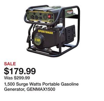 Tractor Supply Company 1,500 surge watts portable gasoline generator, genmax1500 offer