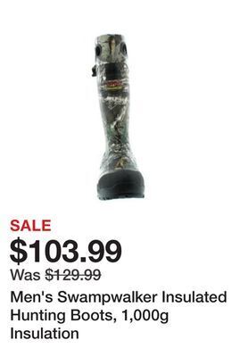 Tractor Supply Company Men's swampwalker insulated hunting boots, 1,000g insulation offer