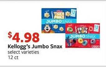 Fareway Kellogg's jumbo snax offer