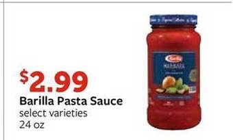 Fareway Barilla pasta sauce offer