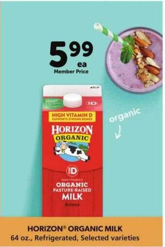 Vons Horizon organic milk offer