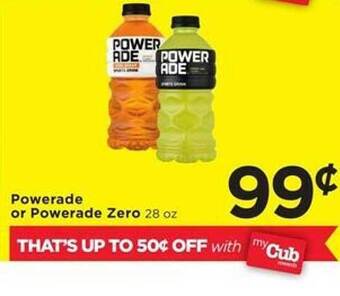 Cub Foods Powerade or powerade zero offer