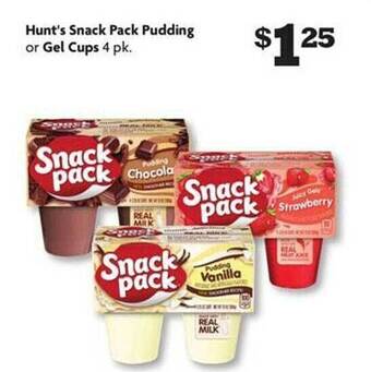 Family Dollar Hunt's snack pack pudding or gel cups offer